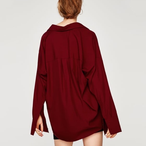 Zara Flowing V-Neck Top in Maroon - Picture 4 of 8